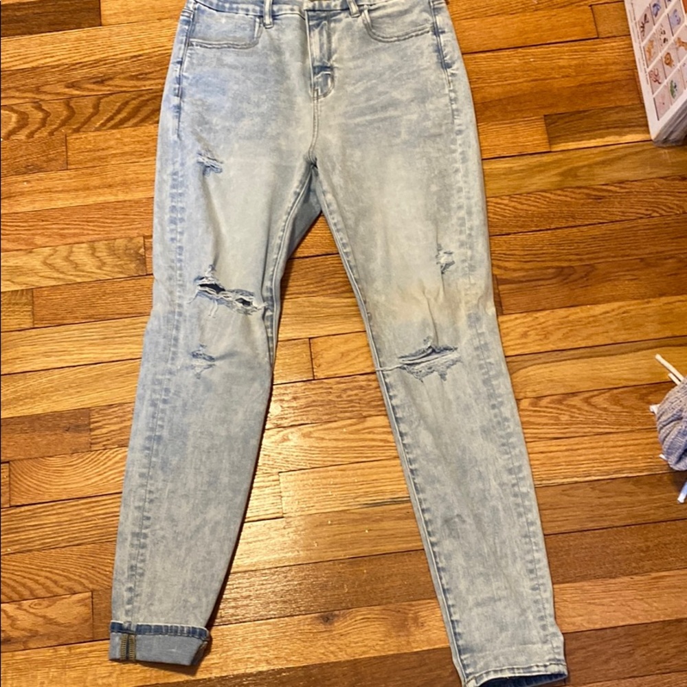 Acid Wash Curvy High Rise